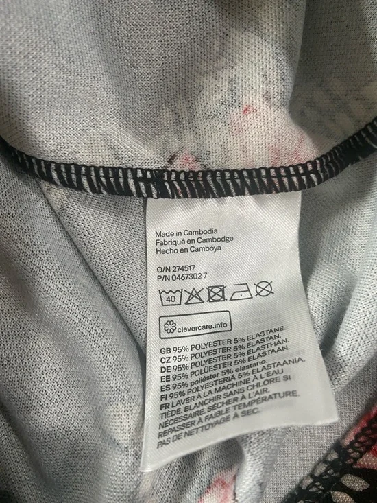 Black Floral A-Line Dress with Pink Rose Print - Picture 4 of 7